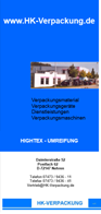 Flyer für Hightex-Umreifungsgerät von HK-Verpackung